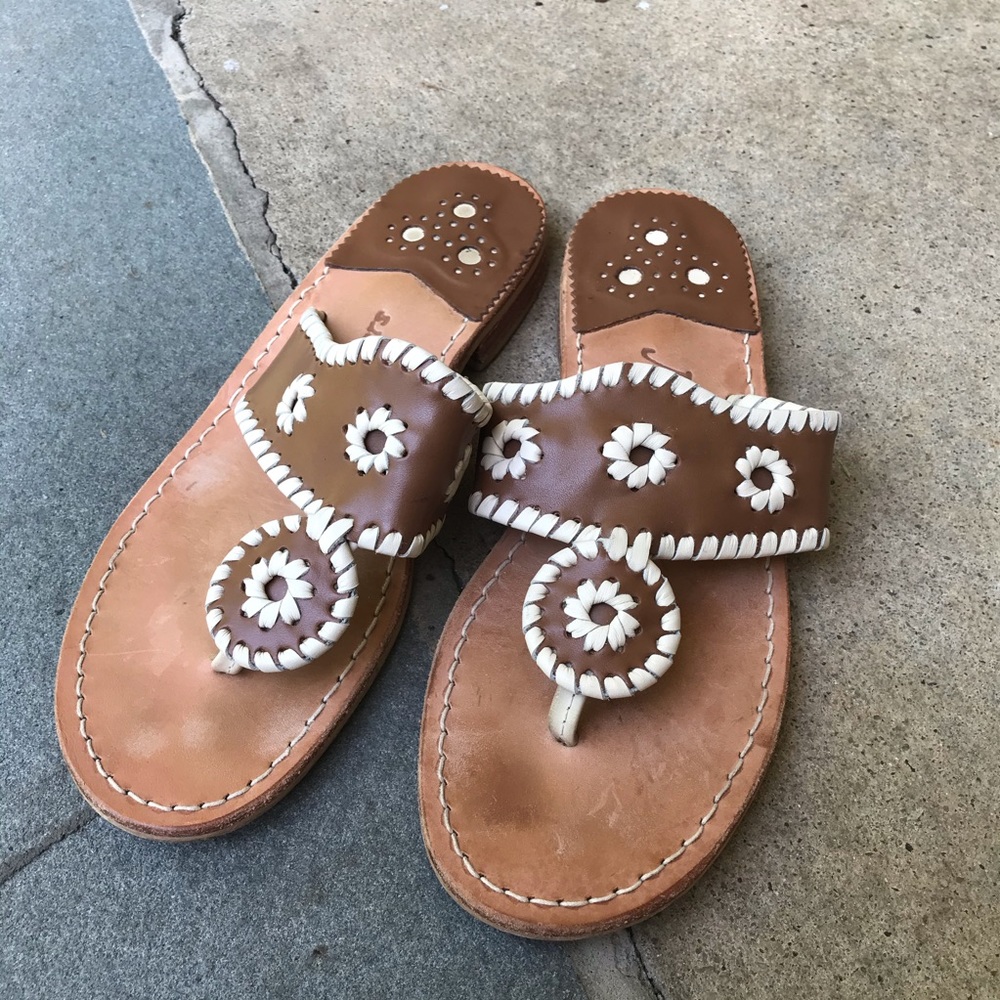Jack Rogers Brown and White Flip Flop Sandals